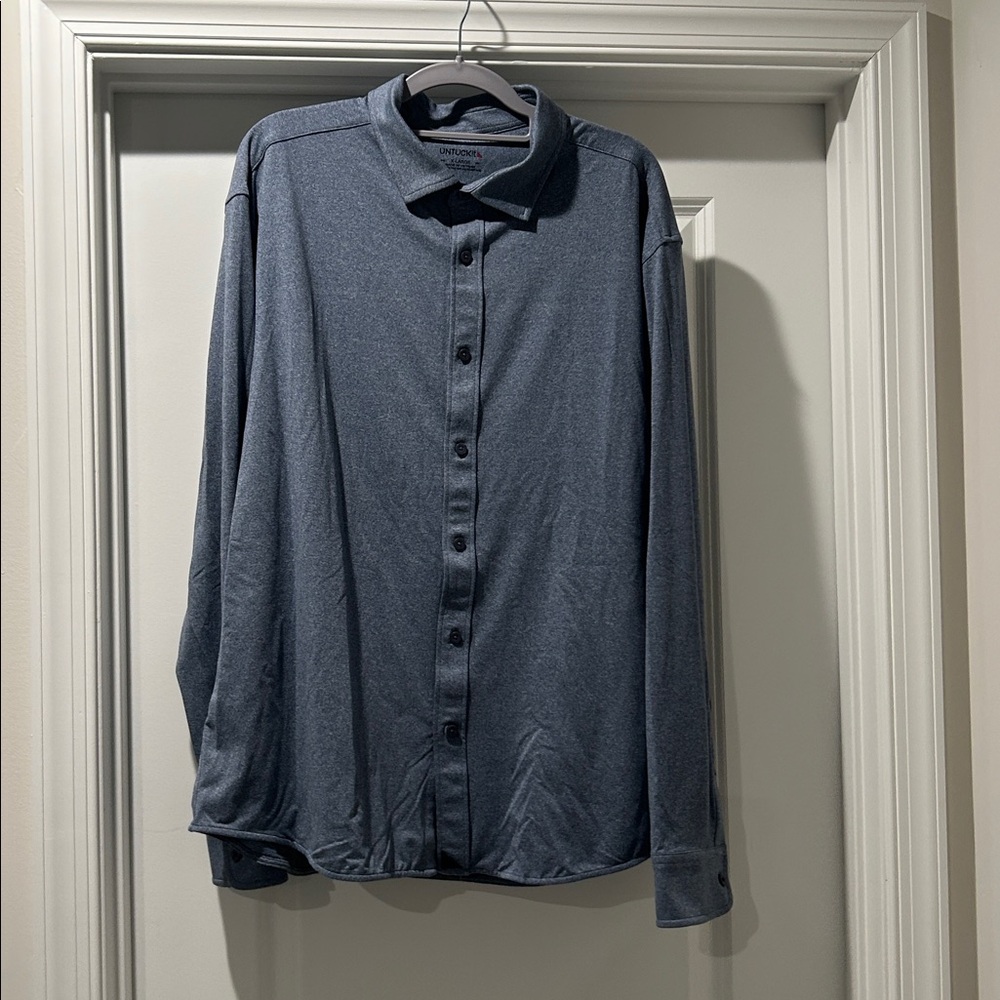 Untuckit Perf Tee Bd Mens XLarge Button Up Shirt Storm Long Sleeve